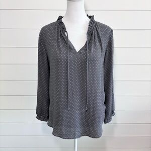 Loft Polka Dot Pullover Blouse, Gray, Lightweight, Size SP